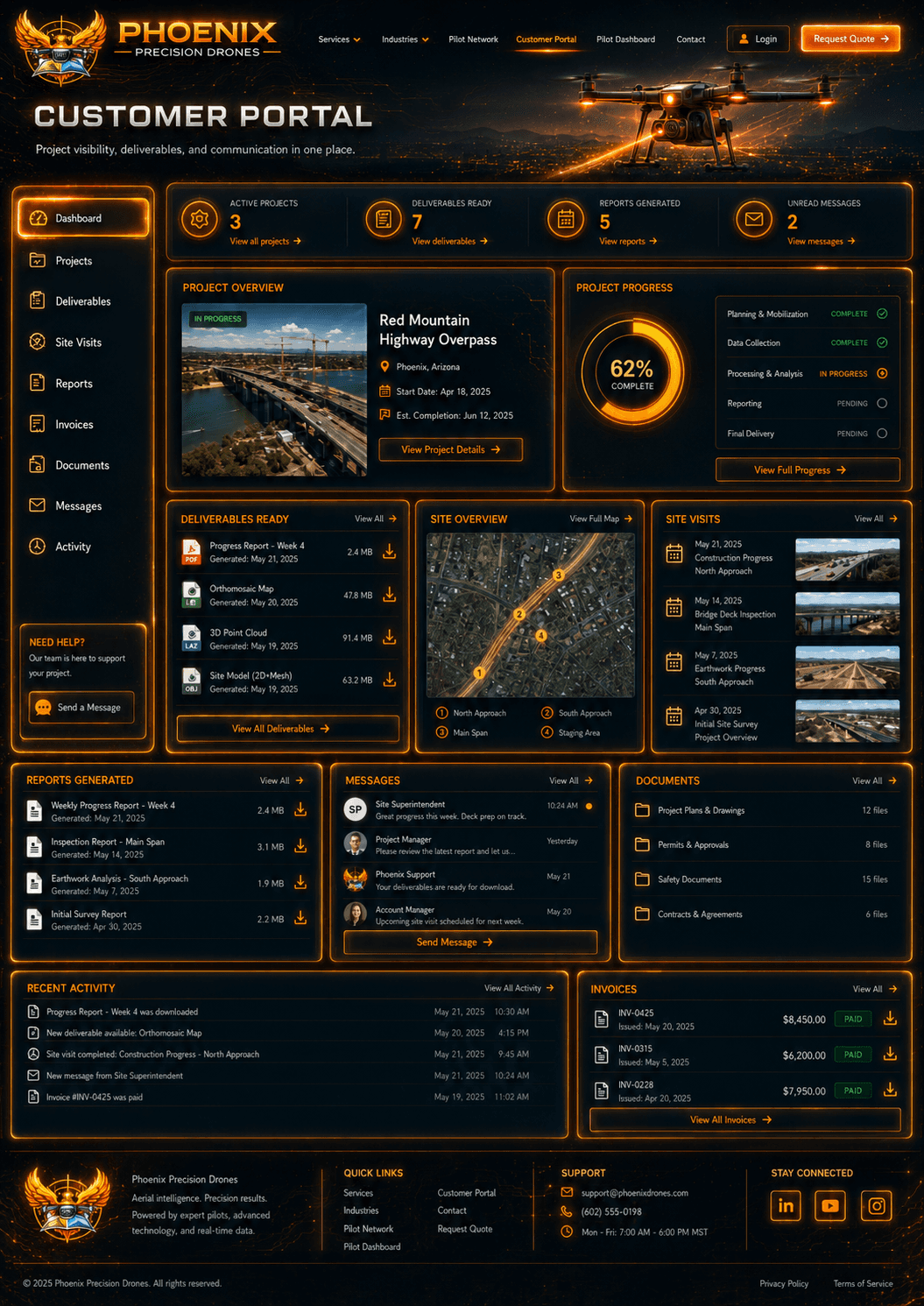 Phoenix Precision Drones customer portal